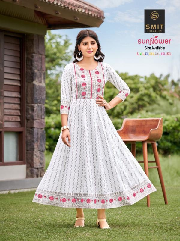 Sunflower Anarkali Designer Embroidery Kurti Collection For Diwali 